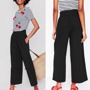 Boden Double Cloth Gauze Crop Pants Black Boho Classic Basic Womens 14